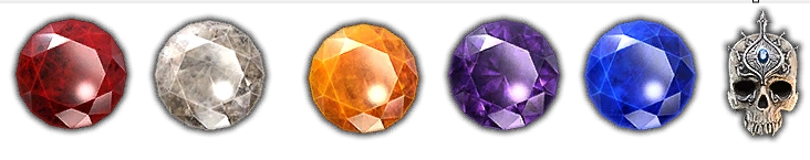 T7 Horadric gem 🟣 Amethyst 🟡 Topaz 🔵 Sapphire ⚪ Diamond 🟢 Emerald 🔴 Ruby 💀 Skull