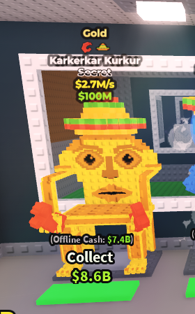 [ Secret ] Gold Karkerkar Kurkur With Mexico Hat , Crab Trait 2.7M/Sec | Ready Unit✅ | INSTANT DELIVERY✅