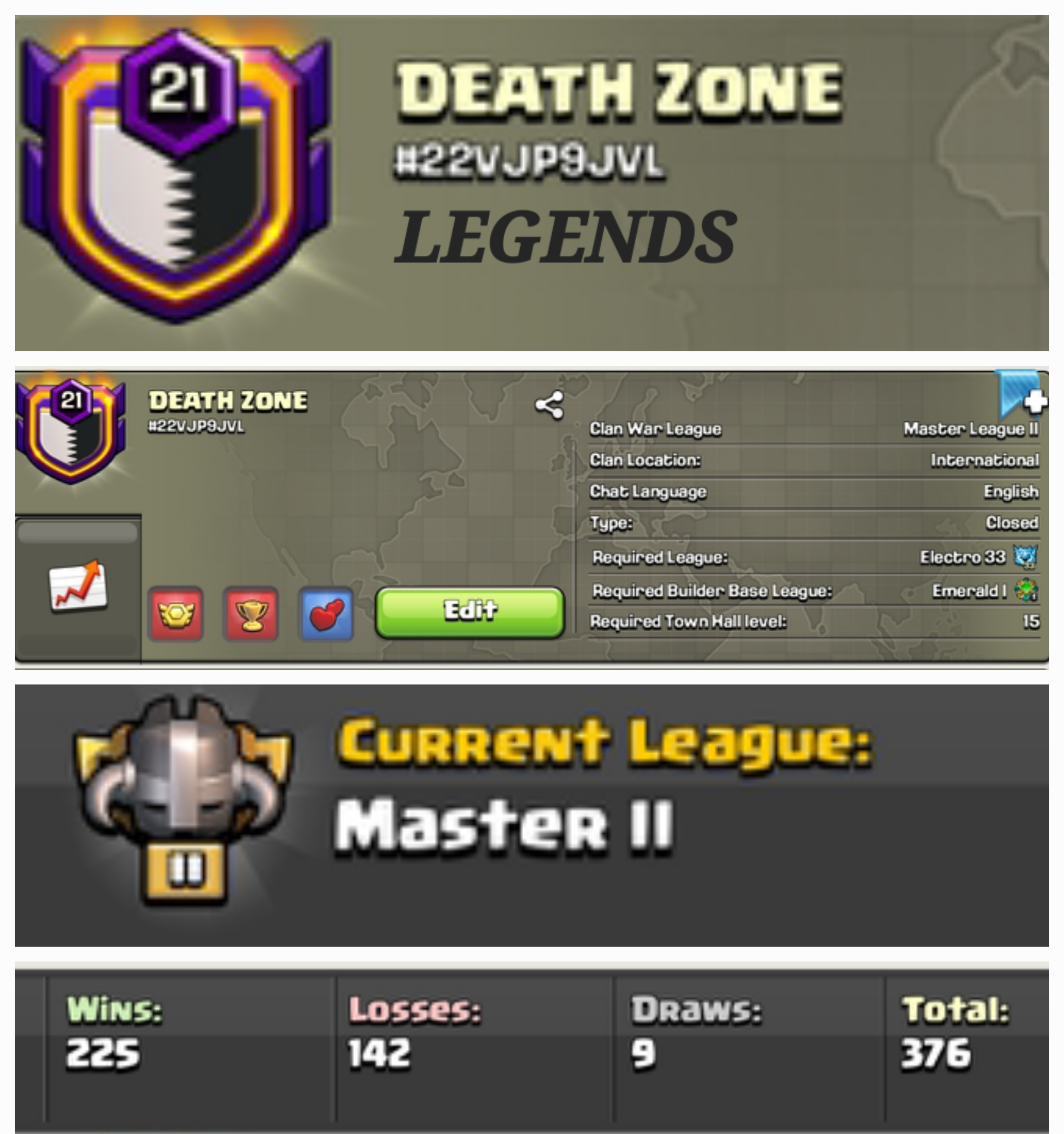 DEATH ZONE !! LEVEL 21 !! MASTER 2 LEAUGE !! WIN 225 LOSS 142 !! PERFECT NAME !! CHEAP !! FAST DELIVERY