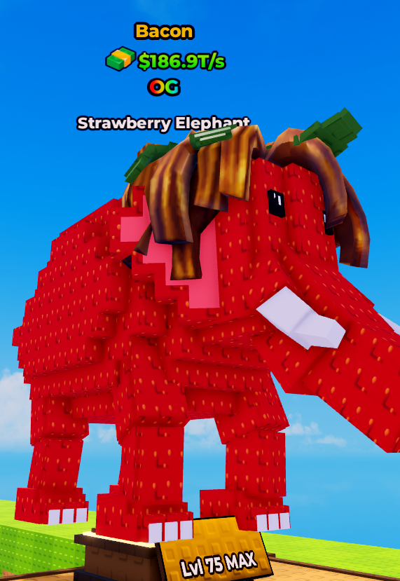 Strawberry Elephant Bacon Max Level 🥓 | 186.9T/s 💸 | Kick a Lucky Block ⚡ | Fast Delivery ✅