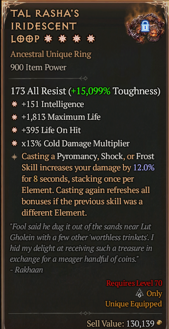 Tal Rasha's Iridescent Loop 4GA ? Unique Ring ? Good Roll S13 24/7 Online Acc#1C143