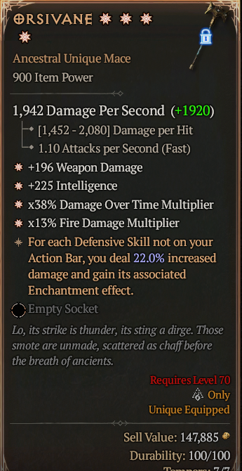 Orsivane 4GA ? Unique Mace ? High Roll S13 24/7 Online Acc#1C159