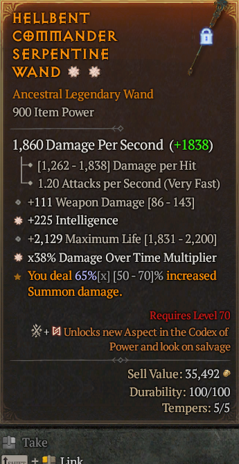 Legendary Wand Int(GA) DoT Multi(GA) // S13 24/7 Online Acc#1C216