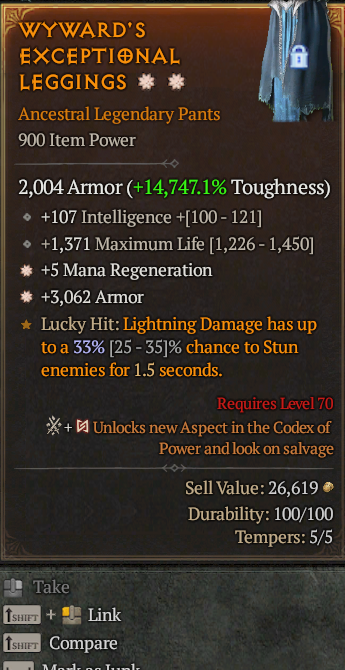 Legendary Pants Mana Regen(GA) Armor(GA) // S13 24/7 Online Acc#1C2210
