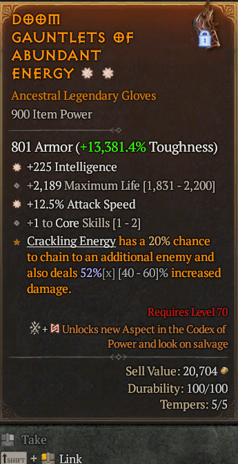 Legendary Gloves Int(GA) IAS/AS(GA) // S13 24/7 Online Acc#1C233