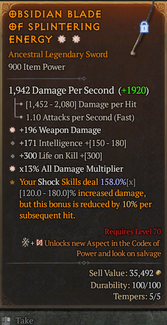 Legendary Sword Weapon Dmg(GA) AD(GA) // S13 24/7 Online Acc#1C2310