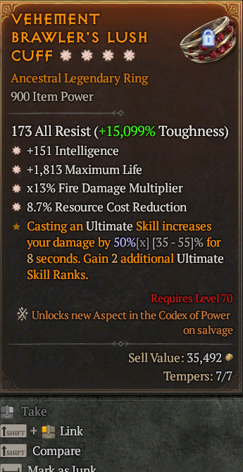 Legendary Ring Int(GA) Life/HP(GA) Fire Multi(GA)/RCR(GA)/ S13 24/7 Online Acc#1C2410