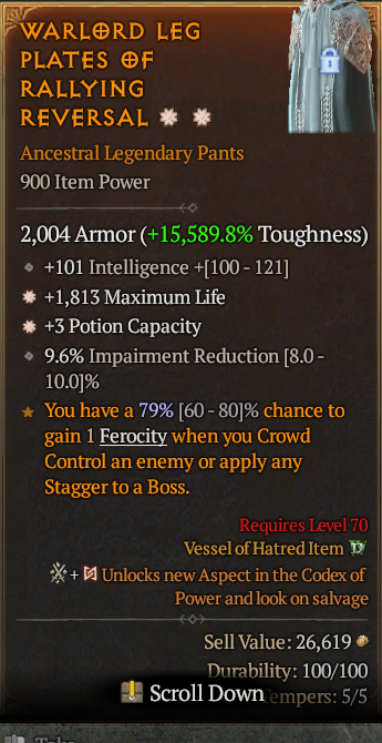 Legendary Pants Life/HP(GA) Pot(GA) // S13 24/7 Online Acc#1C256
