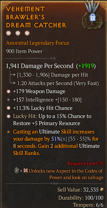 Legendary Focus Weapon Dmg(GA) Lucky(GA) Lucky 15% Res// S13 24/7 Online Acc#1C258
