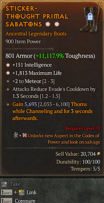 Legendary Boots Int(GA) Life/HP(GA) // S13 24/7 Online Acc#1C259