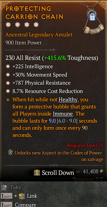 Legendary Amulet Int(GA) MS(GA) Phys Res(GA)/RCR(GA)/ S13 24/7 Online Acc#1C2510