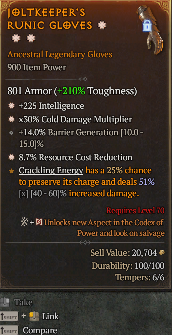Legendary Gloves Int(GA) Cold Multi(GA) RCR// S13 24/7 Online Acc#1C312