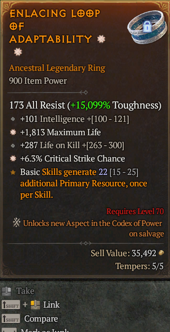 Legendary Ring Life/HP(GA) CC(GA) // S13 24/7 Online Acc#1C313