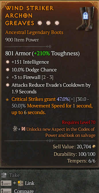 Legendary Boots Int(GA) Dodge(GA) Evade Reduct// S13 24/7 Online Acc#1C321
