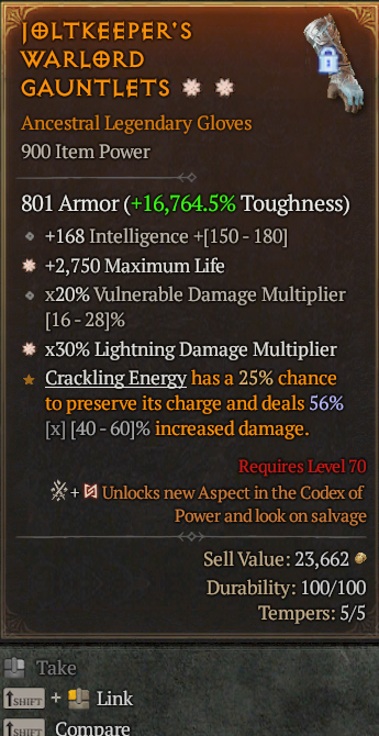 Legendary Gloves Life/HP(GA) Lightning Multi(GA) // S13 24/7 Online Acc#1C325