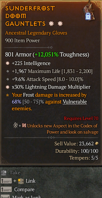 Legendary Gloves Int(GA) Lightning Multi(GA) // S13 24/7 Online Acc#1C3310