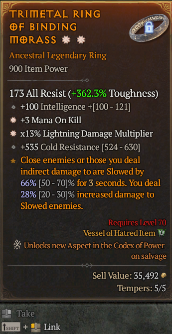Legendary Ring Mana/Kill(GA) Lightning Multi(GA) // S13 24/7 Online Acc#1C344