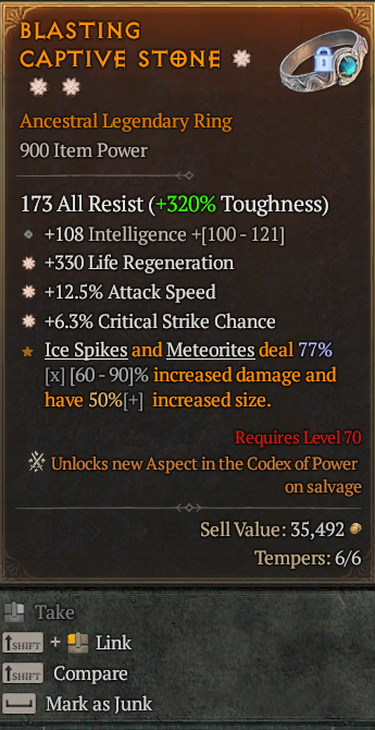Legendary Ring Regen(GA) IAS/AS(GA) CC// S13 24/7 Online Acc#1C347