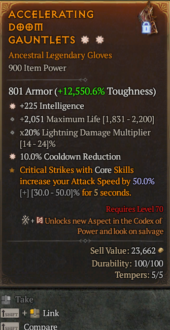 Legendary Gloves Int(GA) CDR(GA) // S13 24/7 Online Acc#1C357
