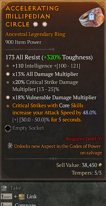 Legendary Ring AD(GA) Vuln Multi(GA) // S13 24/7 Online Acc#1C413