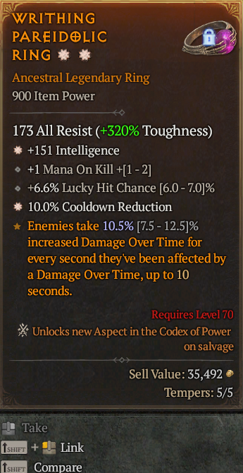 Legendary Ring Int(GA) CDR(GA) // S13 24/7 Online Acc#1C416