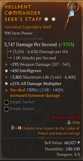 Legendary Staff Int(GA) AD(GA) // S13 24/7 Online Acc#1C419