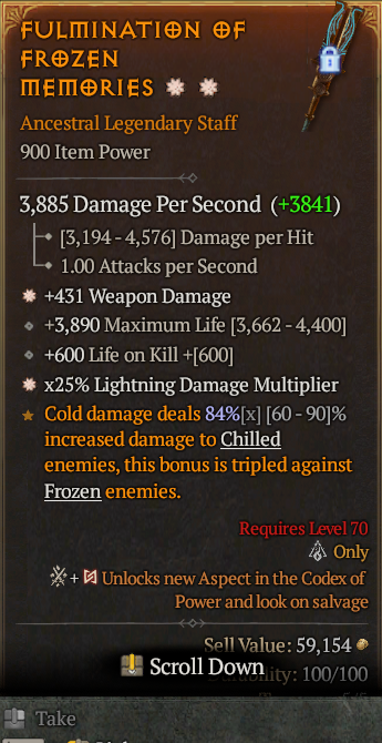 Legendary Staff Weapon Dmg(GA) Lightning Multi(GA) // S13 24/7 Online Acc#1C426