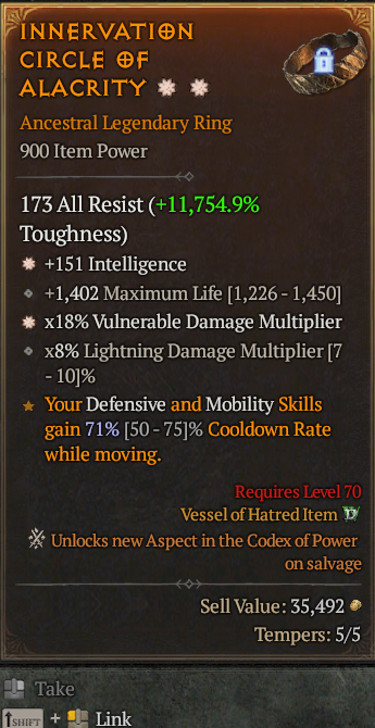 Legendary Ring Int(GA) Vuln Multi(GA) // S13 24/7 Online Acc#1C428