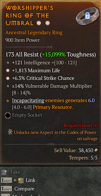 Legendary Ring Life/HP(GA) CC(GA) // S13 24/7 Online Acc#1C4210