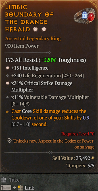 Legendary Ring Int(GA) CDM(GA) // S13 24/7 Online Acc#1C431