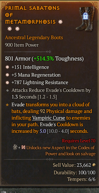 Legendary Boots Int(GA) Mana Regen(GA) Light Res// S13 24/7 Online Acc#1C434