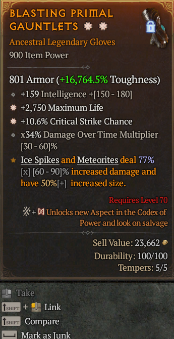 Legendary Gloves Life/HP(GA) CC(GA) // S13 24/7 Online Acc#1C439