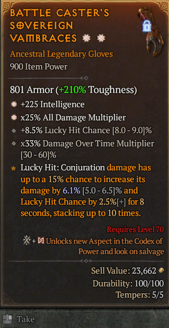 Legendary Gloves Int(GA) AD(GA) // S13 24/7 Online Acc#1C441