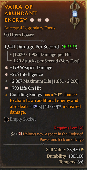 Legendary Focus Weapon Dmg(GA) Int(GA) LoH// S13 24/7 Online Acc#1C4410