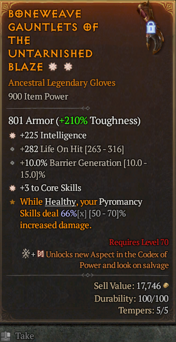 Legendary Gloves Int(GA) Core(GA) // S13 24/7 Online Acc#1C452