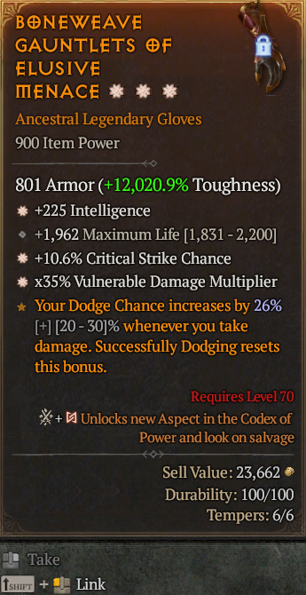 Legendary Gloves Int(GA) CC(GA) Vuln Multi// S13 24/7 Online Acc#1C456
