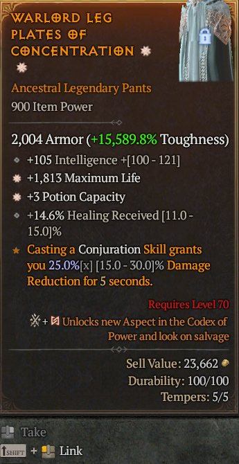 Legendary Pants Life/HP(GA) Pot(GA) // S13 24/7 Online Acc#1C457