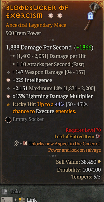 Legendary Mace Int(GA) Lightning Multi(GA) // S13 24/7 Online Acc#1C4510