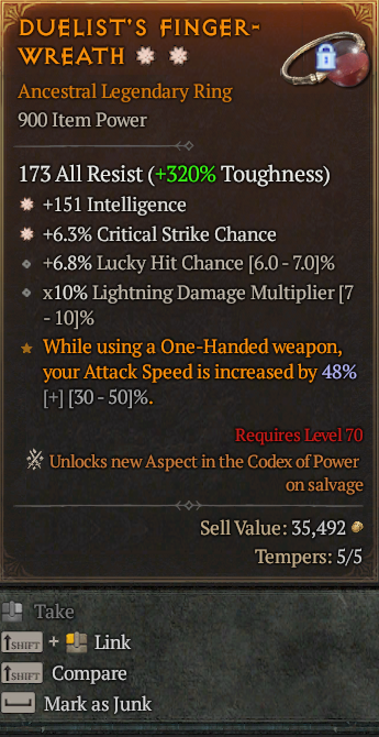 Legendary Ring Int(GA) CC(GA) // S13 24/7 Online Acc#1C513