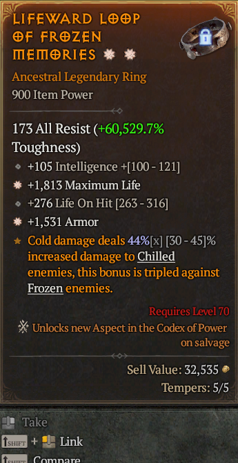 Legendary Ring Life/HP(GA) Armor(GA) // S13 24/7 Online Acc#1C514