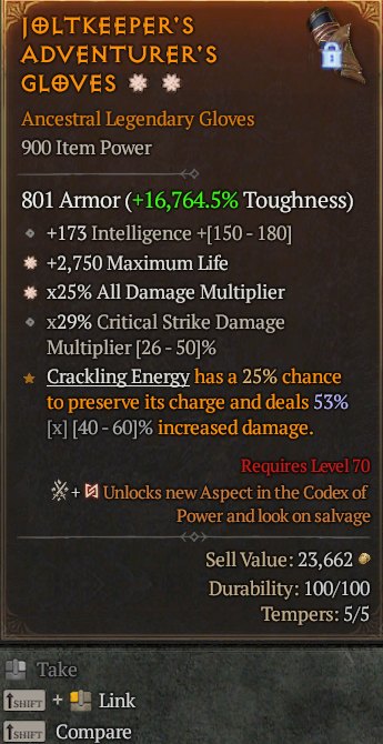 Legendary Gloves Life/HP(GA) AD(GA) // S13 24/7 Online Acc#1C527