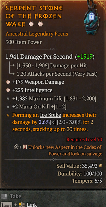 Legendary Focus Weapon Dmg(GA) Int(GA) // S13 24/7 Online Acc#1C536