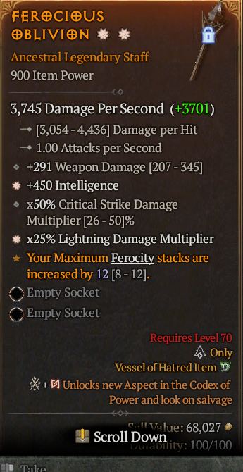 Legendary Staff Int(GA) Lightning Multi(GA) // S13 24/7 Online Acc#1C539