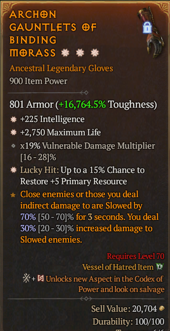 Legendary Gloves Int(GA) Life/HP(GA) Lucky 15% Res// S13 24/7 Online Acc#1C541