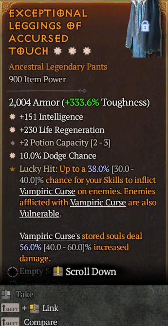 Legendary Pants Int(GA) Regen(GA) Dodge// S13 24/7 Online Acc#1C545