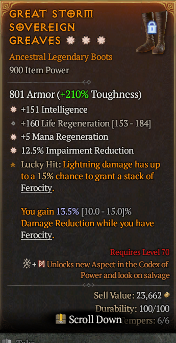 Legendary Boots Int(GA) Mana Regen(GA) CCR// S13 24/7 Online Acc#1C547