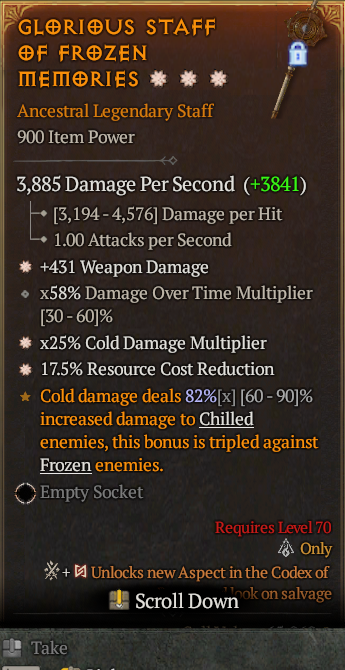 Legendary Staff Weapon Dmg(GA) Cold Multi(GA) RCR// S13 24/7 Online Acc#1C559