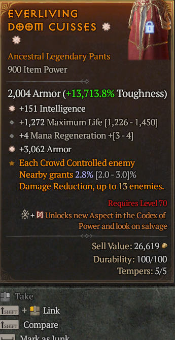 Legendary Pants Int(GA) Armor(GA) // S13 24/7 Online Acc#1C622