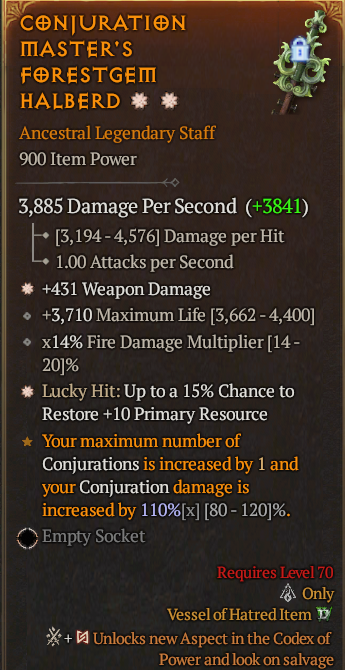 Legendary Staff Weapon Dmg(GA) Fire Multi(GA) Lucky 15% Res// S13 24/7 Online Acc#1C623
