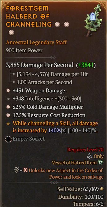 Legendary Staff Weapon Dmg(GA) Cold Multi(GA) RCR// S13 24/7 Online Acc#1C625